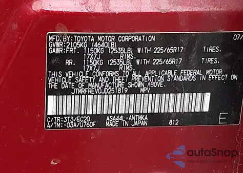 2018 Toyota Rav4 Xle from USA, damaged, VIN JTMRFREV0JD251819